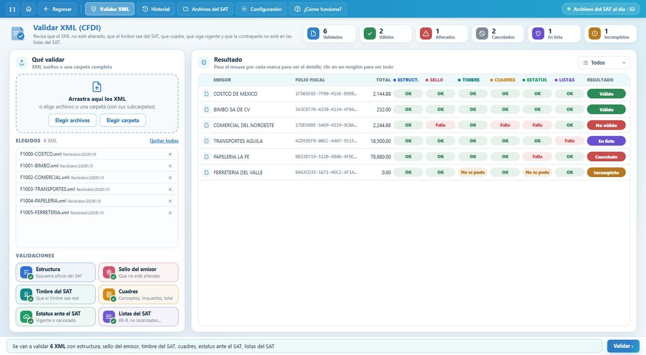 Validación de XML CFDI